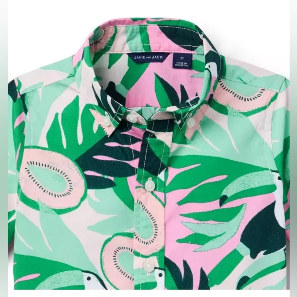 Brand New Janie & Jack Toddler Boys Tropical Button Down Shirt, Size 2T, NWT - Picture 2 of 3